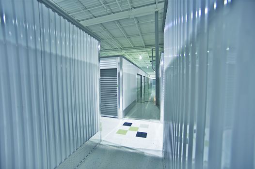 Storage Units. Storage Facility Interior. 