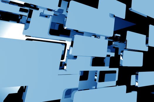 Blue Streaming Media Theme Background. Blue Moving Objects / Shapes  Abstract Background.