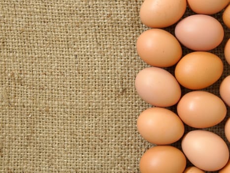 Eggs on sack background