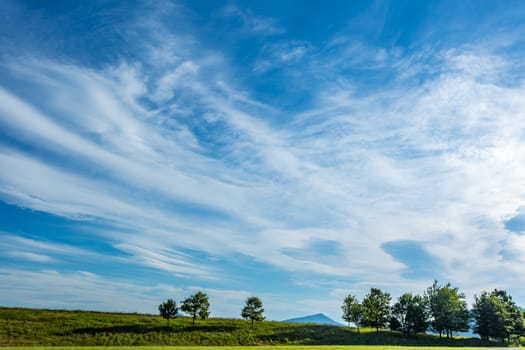 A summer day produces a blue cloudy sky outside Roanoke, Virginia.