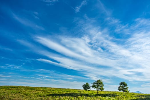 A summer day produces a blue cloudy sky outside Roanoke, Virginia.