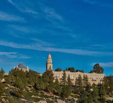 Jerusalem - 10 February 2017:  Jerusalem old city wall, panorama