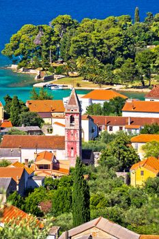 Town of Preko on Ugljan island architecture and beach view, Dalmatia, Croatia