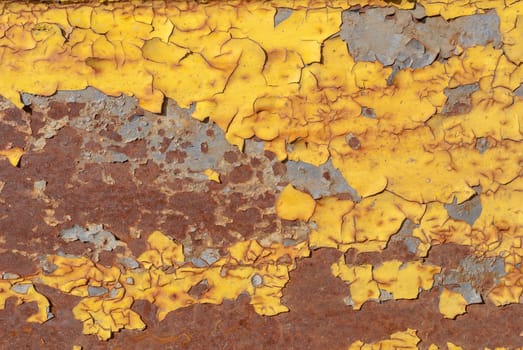 chipped paint, grunge metal surface, which has long been under the influence of different climatic conditions