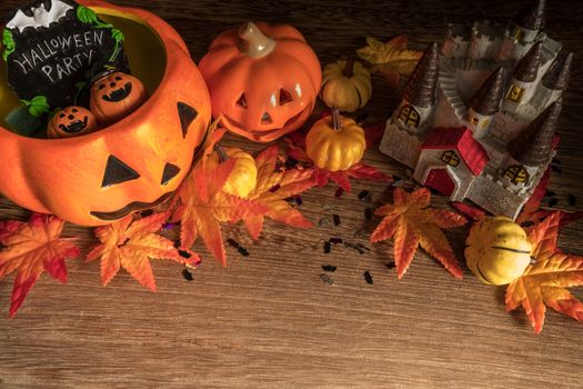 Halloween pumpkin on wooden background