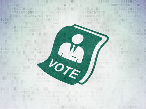 Political concept: Painted green Ballot icon on Digital Data Paper background