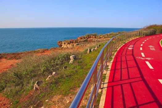 Red bicycle path