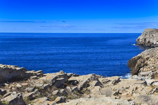 Rocky Coast Extending into the Sea