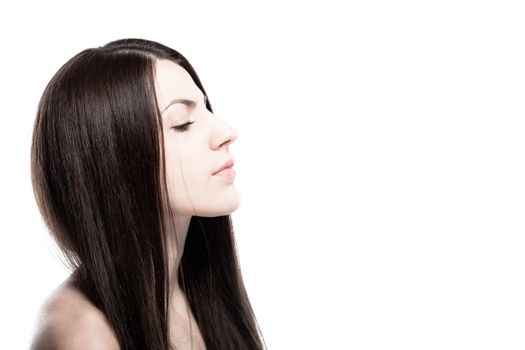 portrait of a brunette girl screaming at the camera