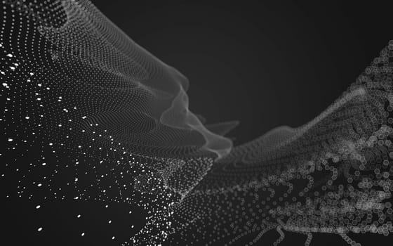 Abstract polygonal space low poly dark background with connecting dots and lines. Connection structure. 3d rendering