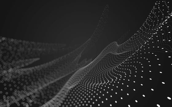 Abstract polygonal space low poly dark background with connecting dots and lines. Connection structure. 3d rendering