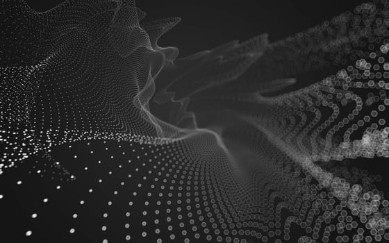 Abstract polygonal space low poly dark background with connecting dots and lines. Connection structure. 3d rendering