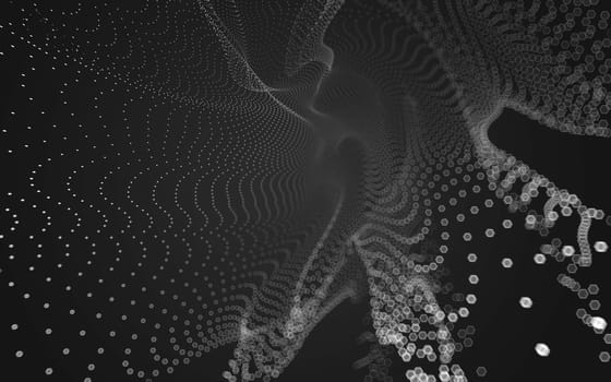 Abstract polygonal space low poly dark background with connecting dots and lines. Connection structure. 3d rendering