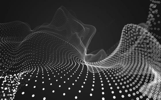 Abstract polygonal space low poly dark background with connecting dots and lines. Connection structure. 3d rendering