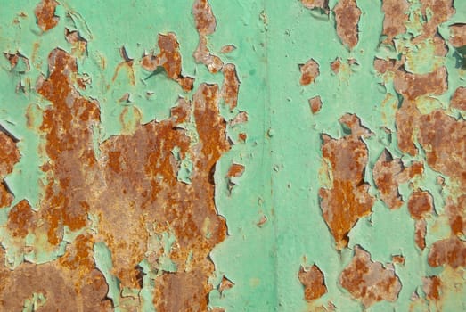 chipped paint, grunge metal surface, which has long been under the influence of different climatic conditions