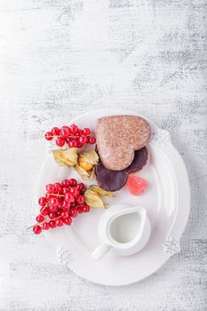 Honey cake with chocolate for Valentine's Day 