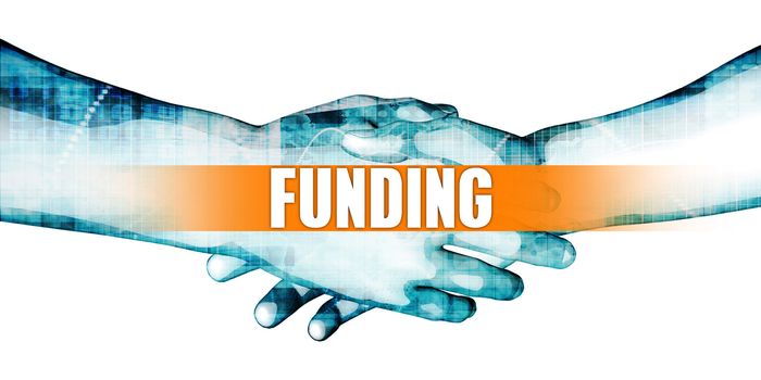 Funding Concept with Businessmen Handshake on White Background