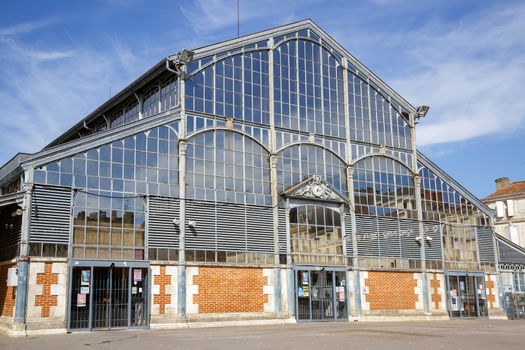 Paris, France - March 27, 2017: Building of covered market in Niort was built in 1871, France