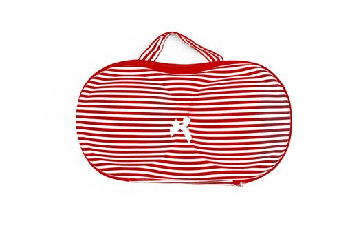 Drawing red and white stripes bag for bras, for traveling, isolated.