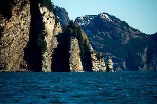 Rocky outcroppings on the coast of Sewar, Alaska. 