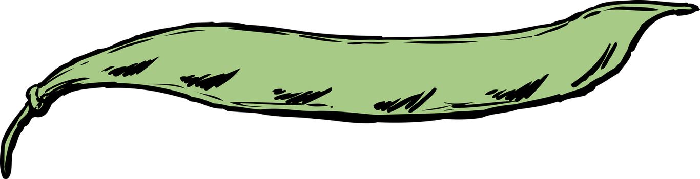 Fresh green beans in pod cartoon over white background