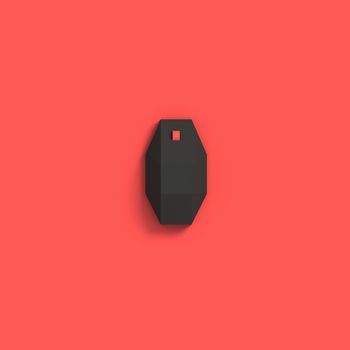 3D RENDERING OF BLACK COMPUTER MOUSE FROM TOP VIEW ON PINK PLAIN BACKGROUND