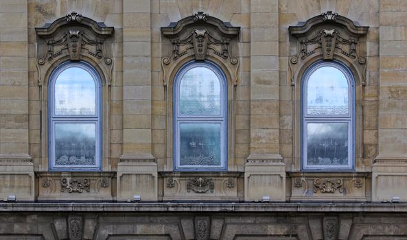 Budapest, Hungary, Buda castle district gothic windows.