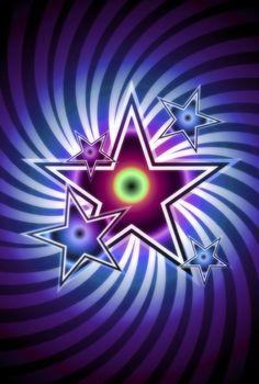 Rock Star - Cool Blue-VIolet Stars Background with Spiral / Whirl Background.