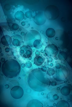Blue Bubbles Background Illustration. Abstract Water Bubbles. 