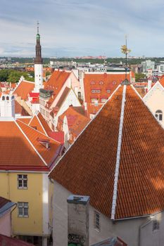 Old Town aerial view panorama in Tallinn, Estonia