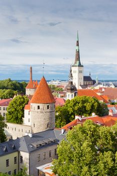 Old Town aerial view panorama in Tallinn, Estonia