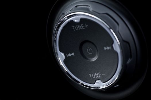 Multimedia Vehicle In-Dash Controller. Forward and Backward. Volume Up and Volume Down. Elegant Modern In_Car Multimedia Control.