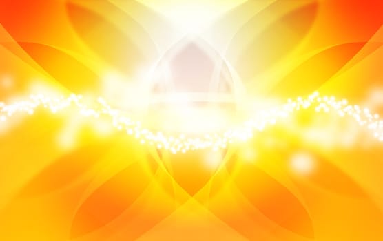 Yellow Floral Abstract Background with Glowing Particles.