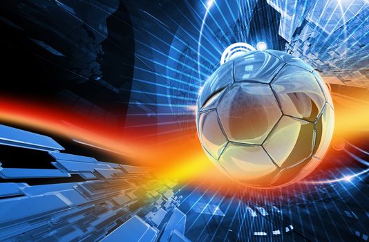Global Football Action Background. Cool Blur-Red Action Background - Soccer Theme ( European Football ) 3D Render Illustration.