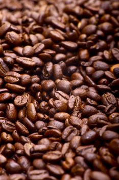 Brown Coffee Beans Background. Aromatic Coffee Beans