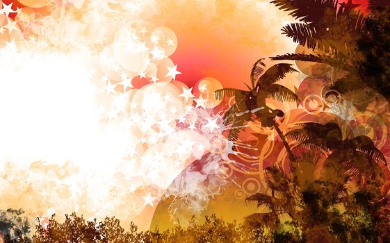 Cool Tropical Background Design with Copy Space.