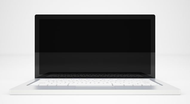 Notebook Computer - Front Side of White Laptop. 3D illustration