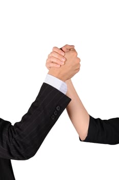 Good Team. Male and Female Hands. Clipped Photo - Solid White Background