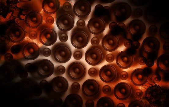 Speakers Wall - Cool Grunge Speakers-Music Theme. Perfect Background For Techno Party, Rock Party etc. 