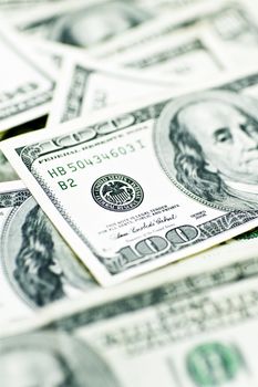 American Money. USD - American Dollars. One Hundred Bills. Business Photo Background.