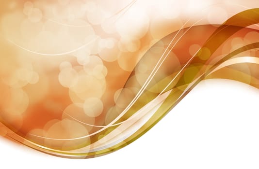 Wavy Golden Bokeh Background Design with White Space.