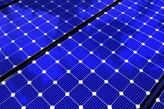 Alternative Energy Theme: Solar Panels Background. Horizontal 3D Render Solar Panels Illustration.