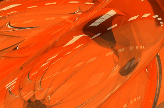 Orange Abstract Glass Elements Design. Digital Art Collection. Cool Orange Glassy Futuristic Background. 3D Render Illustration.