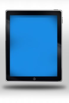 Modern Tablet Computer Illustration. Elegant Clean Design. Empty Blue Screen. Mobile Computer Technology Collection.