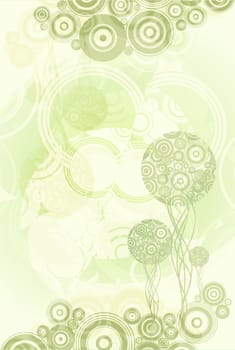 Abstract Light Green Floral Illustration - Vertical Artistic Illustration