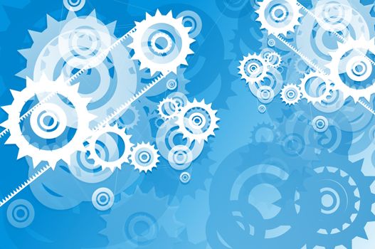 Blue Sprockets Background. Tech Background Illustration.