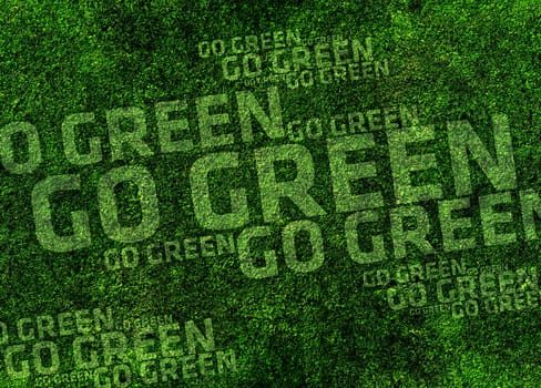 Grassy Go Green Background Design. Grass Texture and Words: \"Go Green\" on it.