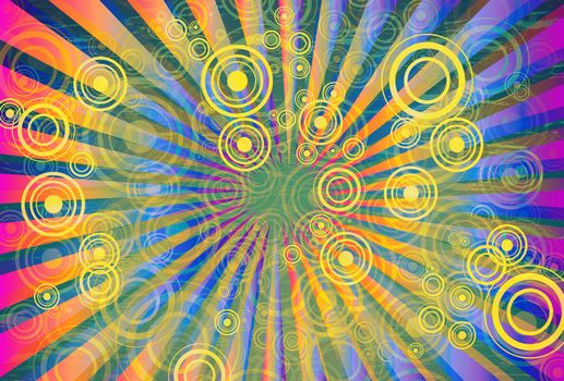 Colorful Rays and Circles Abstract Background Design
