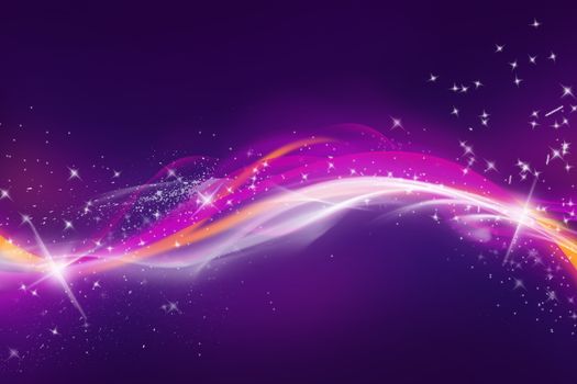 Fantasy Sparky Background. Wavy Rays and Stars. Violet-Pinky Theme.