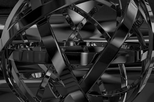 Abstract Metal Object - Abstract 3D Design. Black and White.